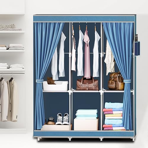 Miniatura 5 de Organizador portátil de almacenamiento de armario con ruedas, marco resistente y tela no tejida, organizador de armario independiente a prueba de