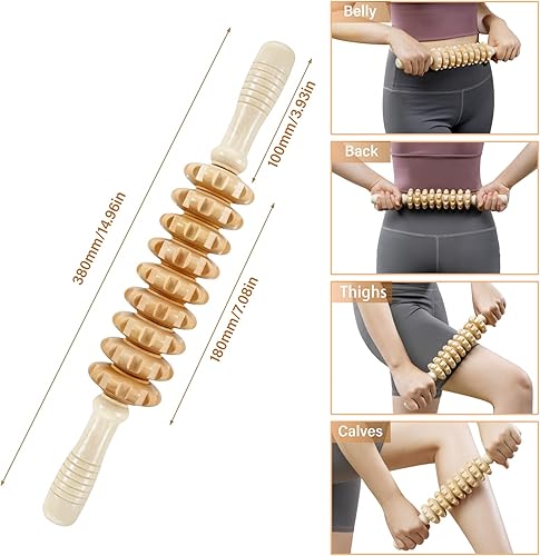 Miniatura 4 de Wood Therapy Massage Tools 6-in-1 Lymphatic Drainage Massager Maderoterapia Kit,Wooden Massager Body Sculpting Tools,Wooden Gua Sha Kits,Body
