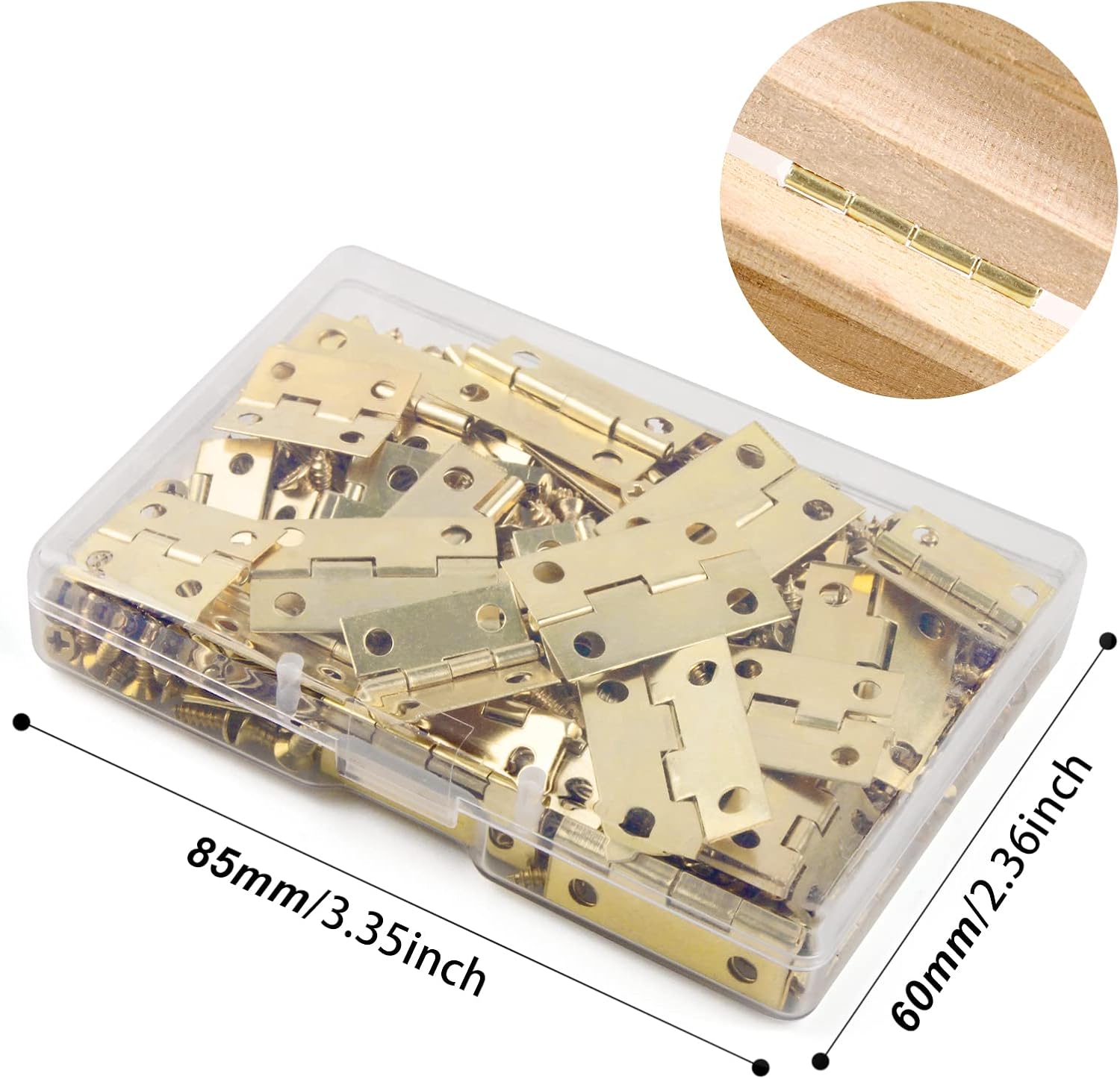 VIPMOON 70PCS Small Hinges for Wooden Box with 300 Tiny Screws, Mini Gold Folding Butt Hinges, for DIY Crafts/Retro Jewelry Box, 2 Sizes image 5