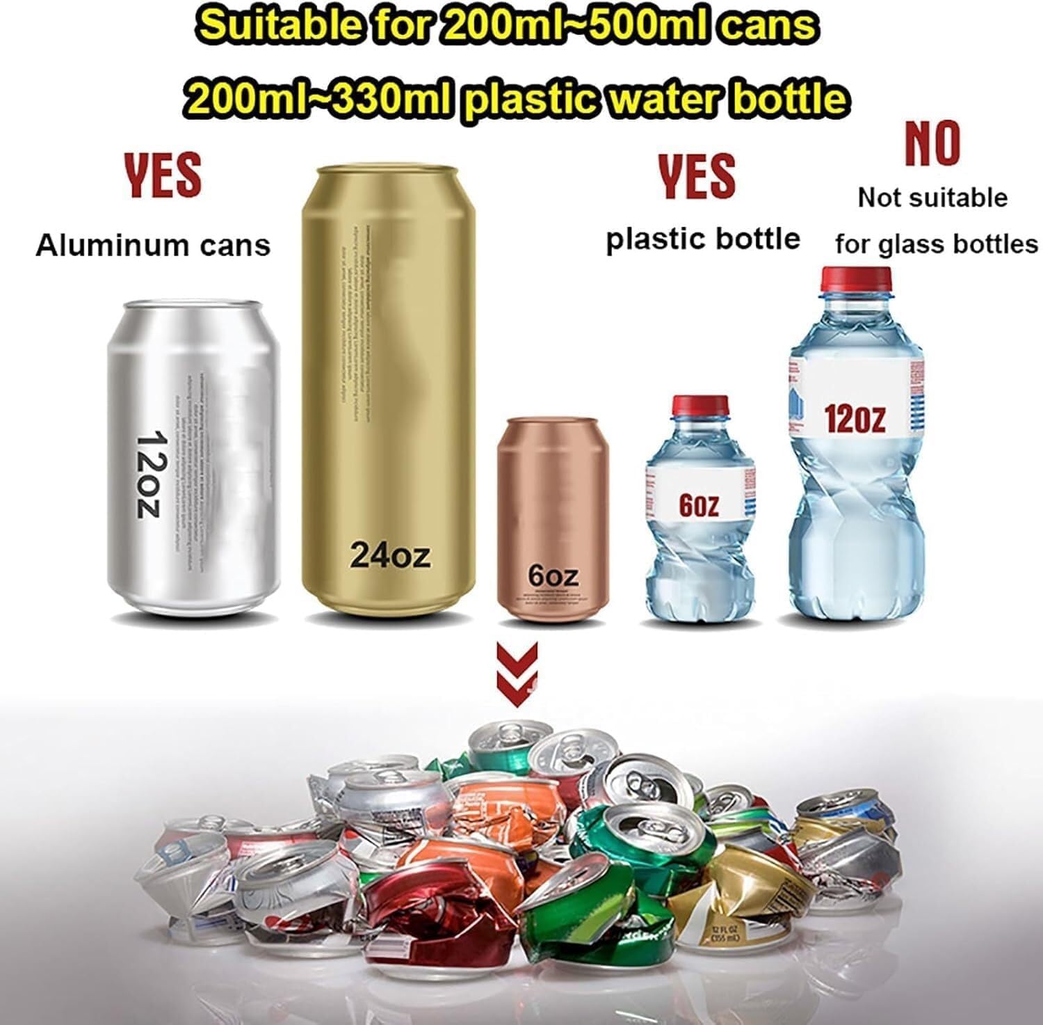 Electric Can Crusher, Automatic Aluminum Crusher for Recycling, Metal Soda, Beer Juice Cans