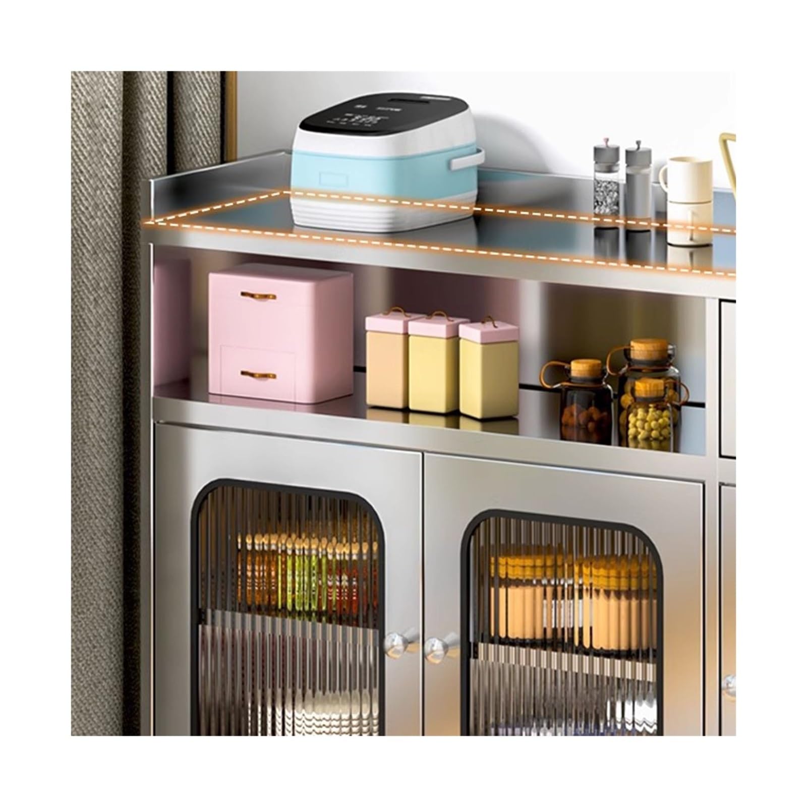 Credenza Armadi ad isola in acciaio inossidabile da cucina for la casa di stoccaggio Tavoli for preparazione ristoranti Armadio da cucina