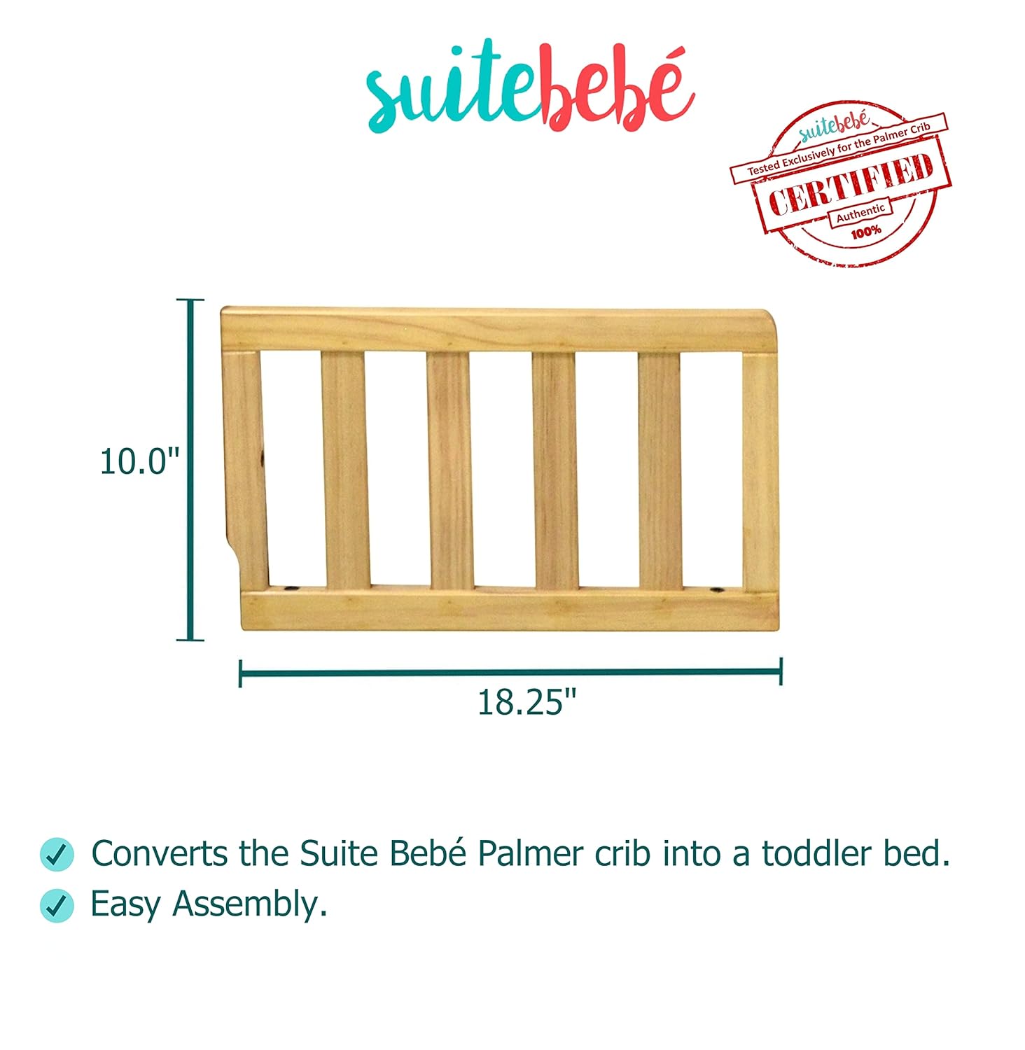 Suite Bebe Toddler Guard Rail, Palmer, Natural