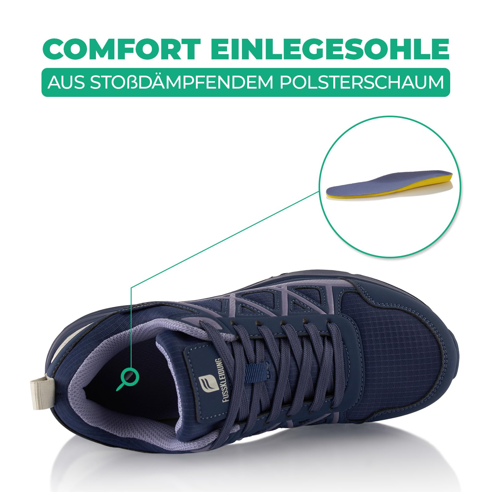 Fusskleidung® Damen Herren Sneaker – wasserdichte Wanderschuhe mit Dämpfender Komfortsohle