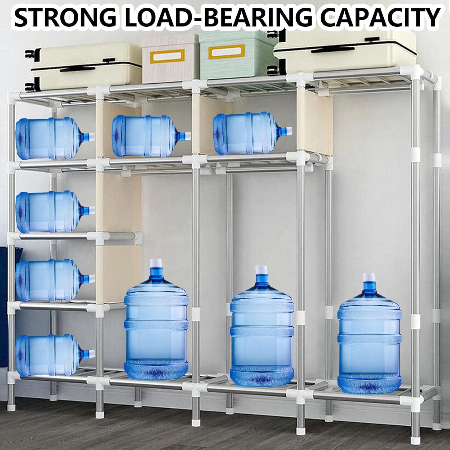 Wardrobe,Portable Canvas Wardrobe Shelves with Hanging Rail,Shelves,Fabric Wardrobe,Clothes Closet Storage Organizer for Bedroom,B-85x45x175cm