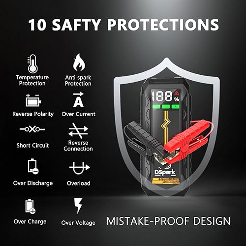 Miniatura 4 de G69H - Arrancador portátil de 4000 A, batería de arranque de 24000 mAh (todo gas, motor diesel de hasta 8.5 L), arrancador portátil de 12 V con