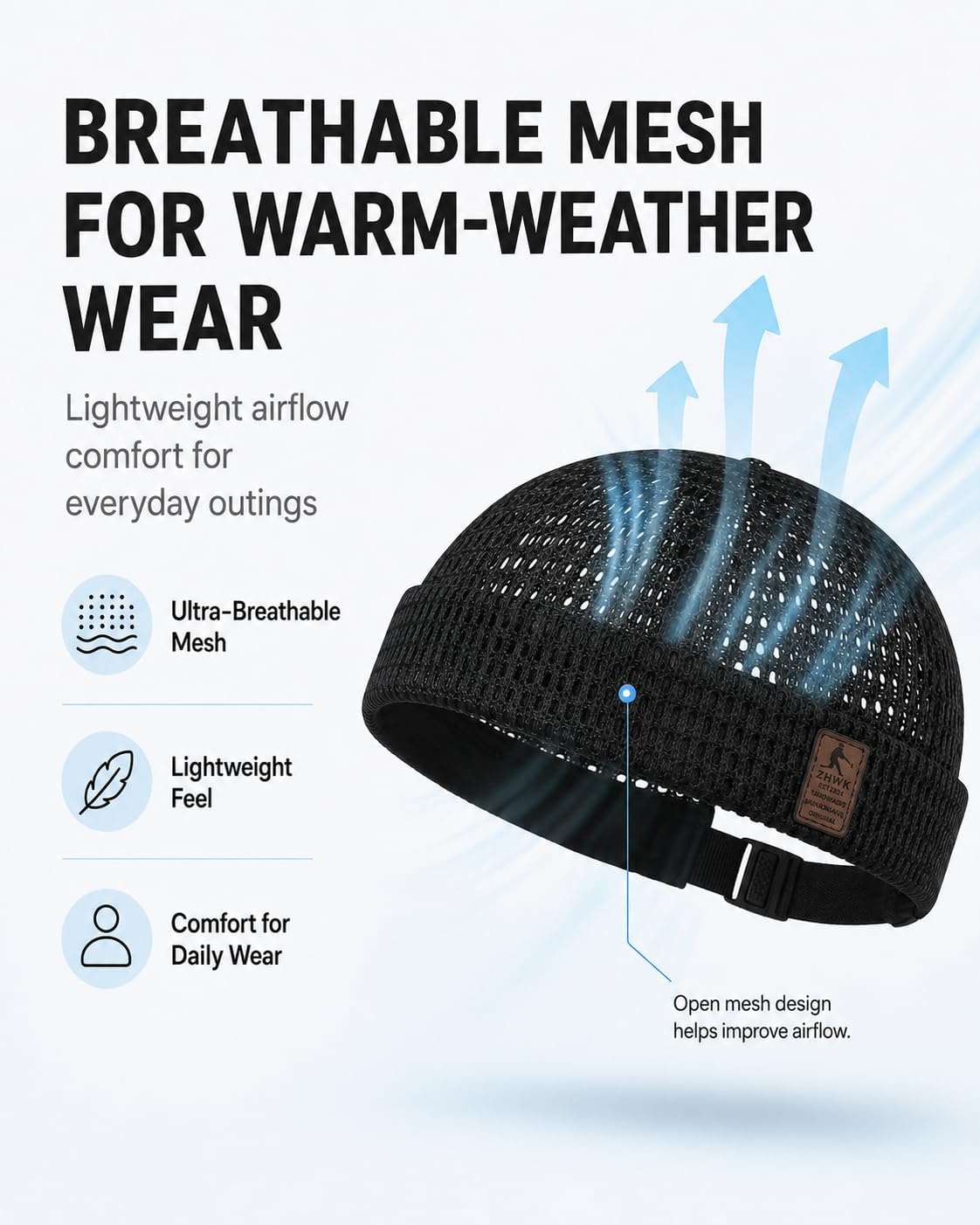 5 Pack Brimless Hat Docker Hat for Men Breathable Mesh Lightweight Adjustable Summer Cooling Skullcap Beanie Hip Hop Cap