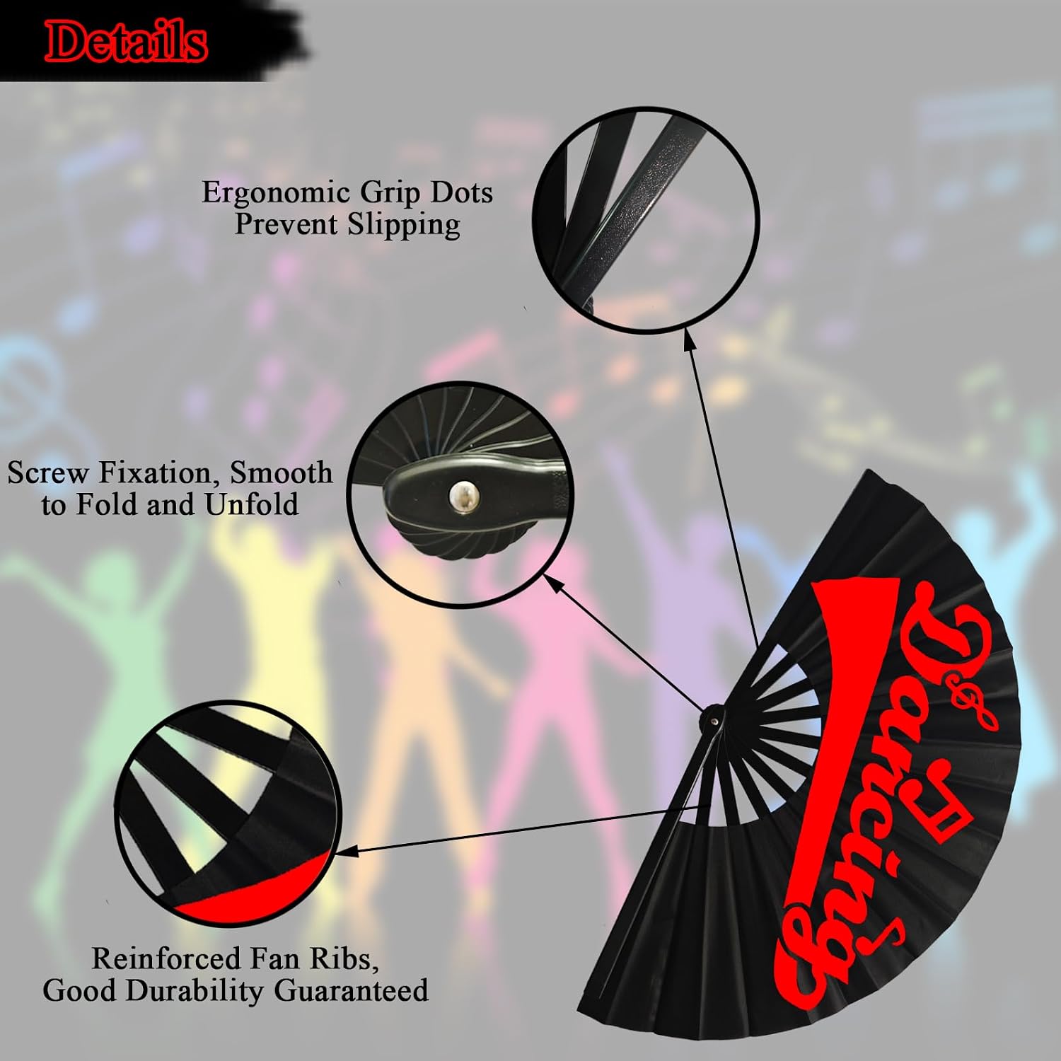 Large Clacking Fans for Line Dancing, Boots On The Ground Hand Fan (Red)