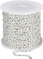Vista 13 de [33 pies] Cadena Figaro de acero inoxidable, 0.138 in de ancho 304 cadenas de eslabones de acero inoxidable rollo a granel para fabricación de joyas