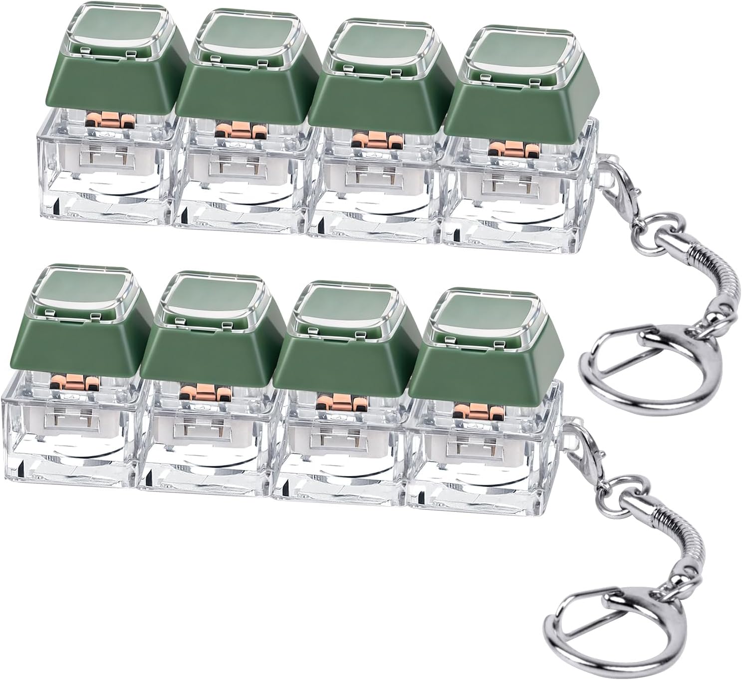 Axlksia 2 Pack Clear Topper Keyboard Fidget Toy, Fidget Clicker Keyboard Fidget Keychain, Button Fidget Gifts for Adults to Relieve Stress and Pass Time (Clear Topper A)