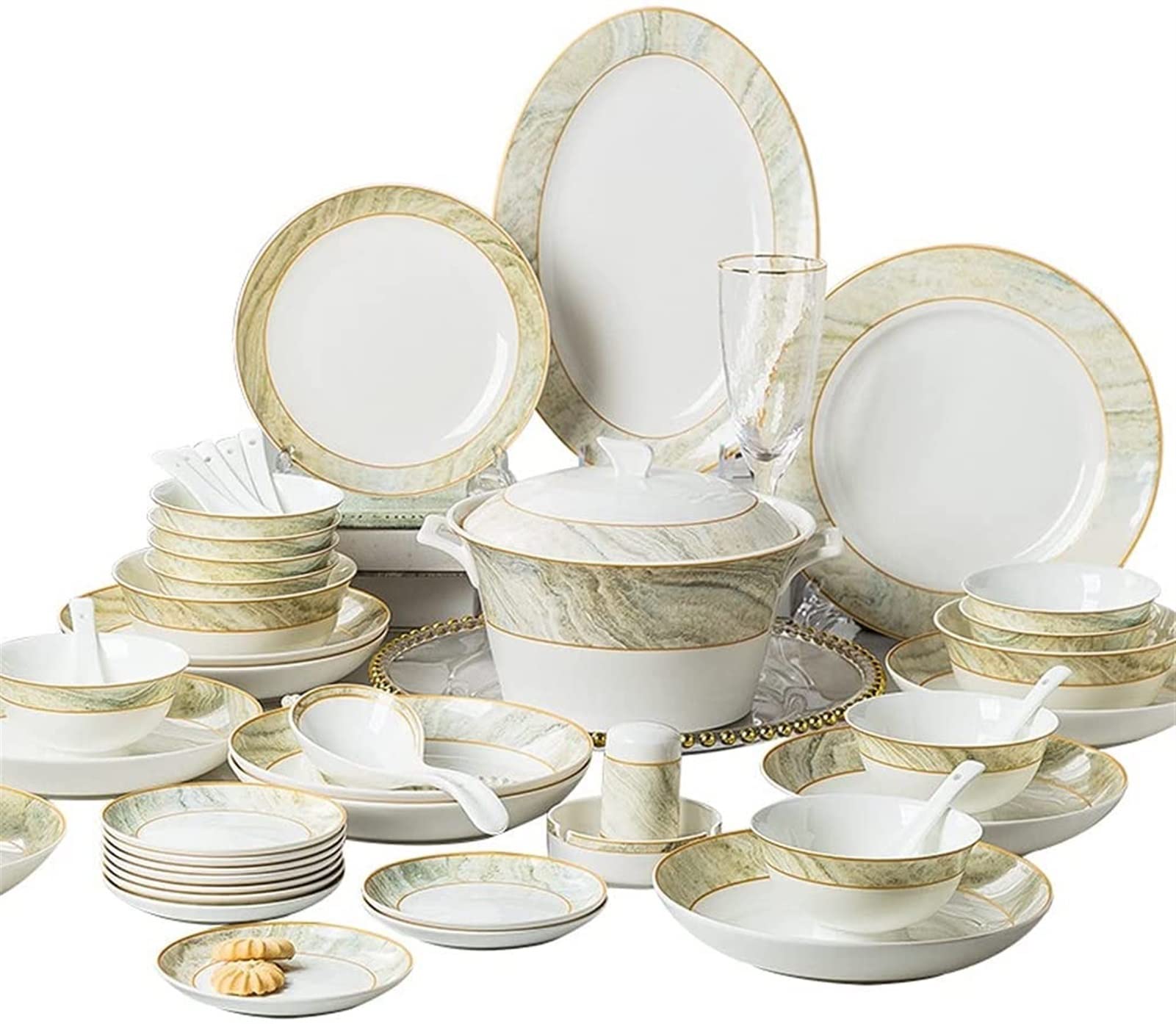 Ceramiczna zastawa stołowa, miska i spodek, miska i spodek z porcelany kostnej, pałeczki, proste pudełko na prezent, zastawa stołowa