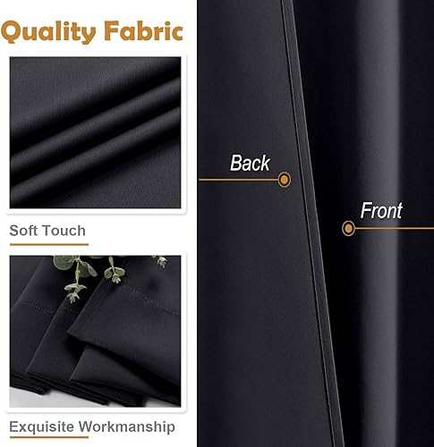 Miniatura 5 de Aiyufeng Cortinas opacas cortas negras de Halloween para dormitorio, juego de 2 paneles de 54 pulgadas de largo, aislamiento térmico sólido,