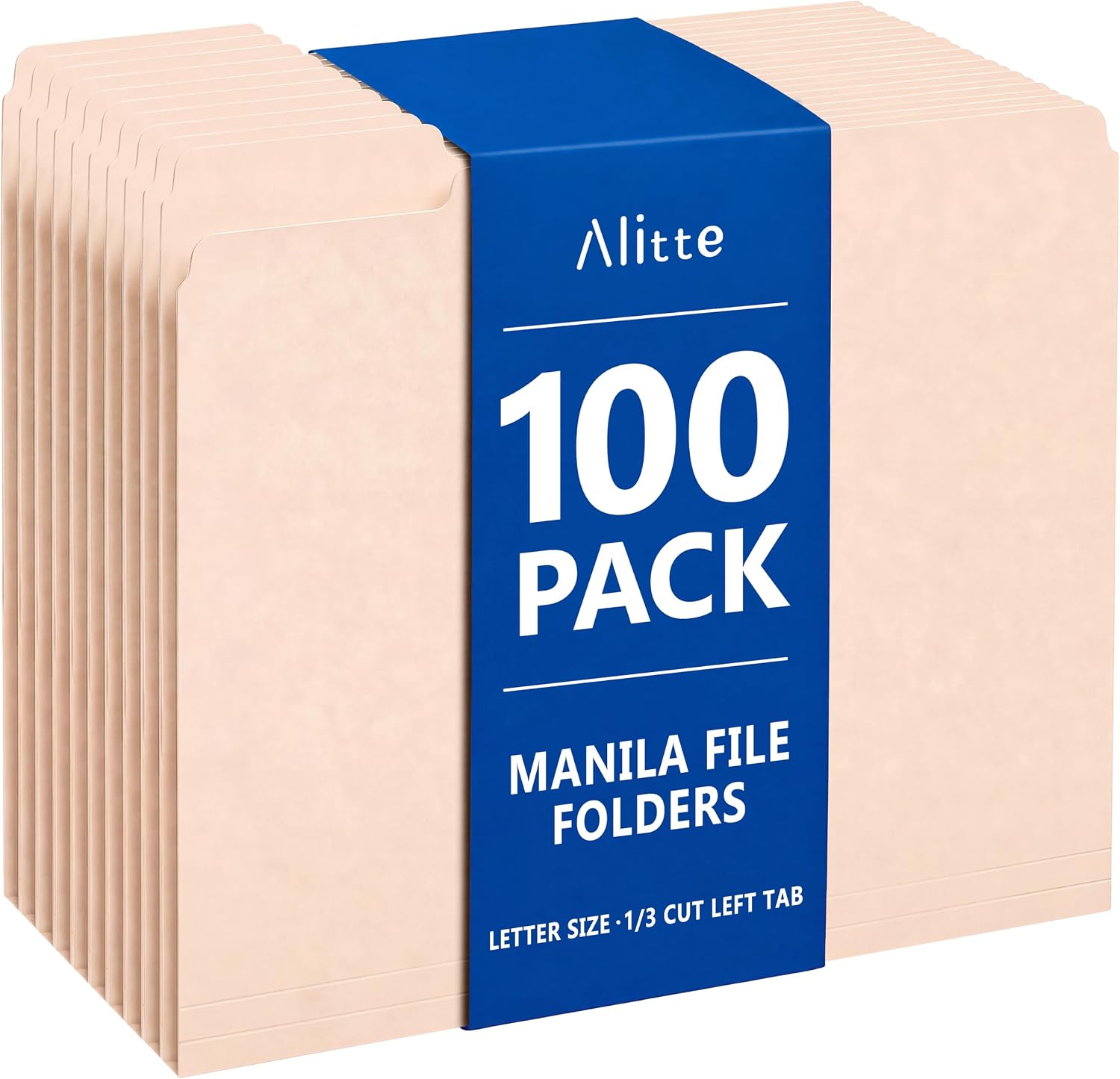 Manila Folders 8.5 x 11, Letter Size 100-Pack - File Folders for Documents 1/3-Cut Tabs, Assorted Positions, Folder Organizer for Home, Office or Classroom | Bulk Pack, Made in USA