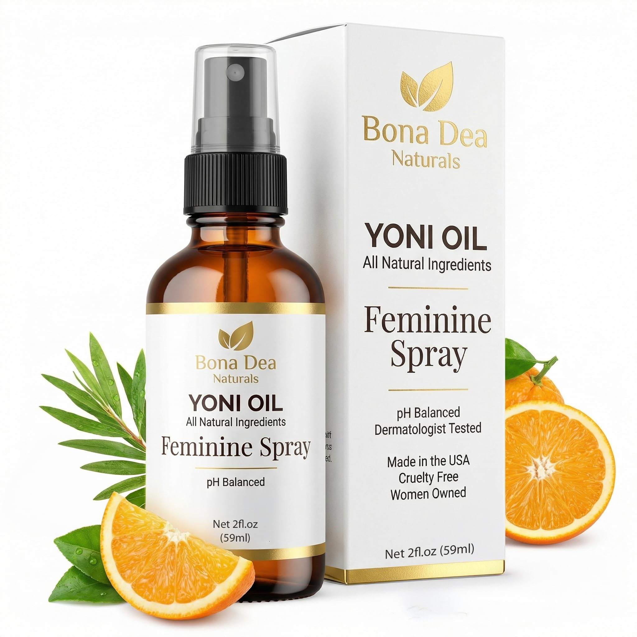 Bona Dea Naturals „The Original” Naturalny Dezodorant Intymny | Olejek Yoni na swędzenie, nieprzyjemny zapach i suchość | Spray 59 ml