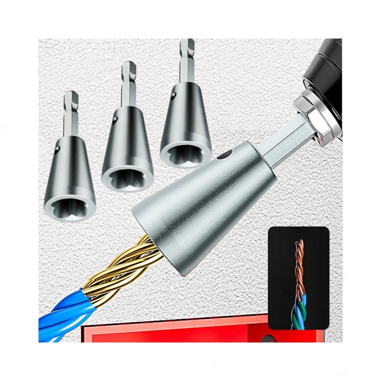 Wire Twisting Tool,Wire Stripper Tool Wire Twister Tool for Drill, Wire Twisting Tool Wire Twister Wire Connector, Wire Stripping and Twisting Tool for Power Drill (Color : 3pcs)