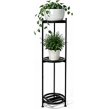 Metal Heavy Duty Plant Stand Indoor Outdoor,1344" H 3-Tier Tall Plant Stands,Outside Plant Holder for Large Pots,Plant Shelves for Patio,Black Flower Display Shelf for Living Room,Balcony