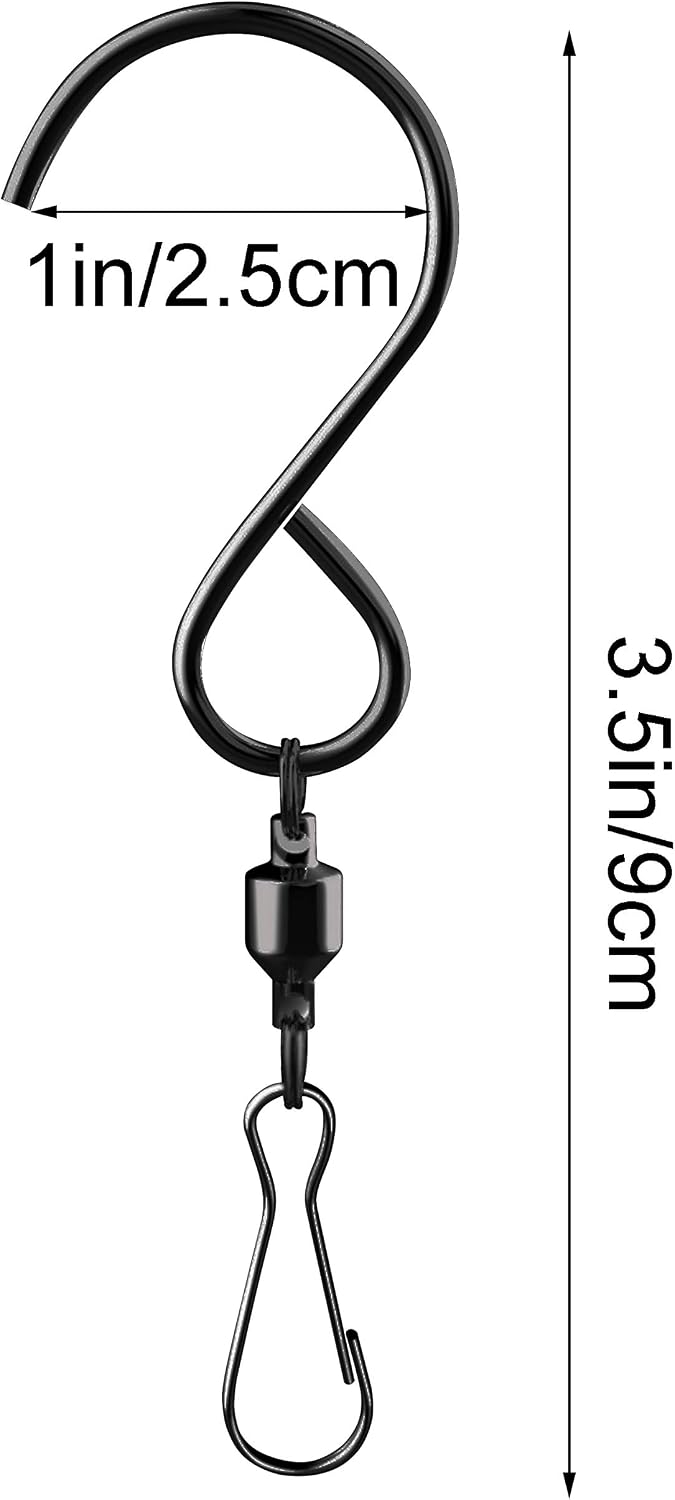 10 pcs Black Swivel Hooks Clips Wind Spinners Smooth Spinning for Wind Chimes Crystal Twisters Party Supply Rotating Display Hooks