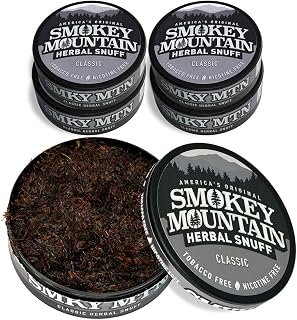 Smokey Mountain Herbal Long Cut – Classic – 5 Can Box - Tobacco Free and Nicotine Free Snuff