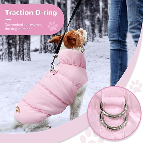 Miniatura 9 de Chaqueta cálida de invierno para perros pequeños y medianos, gatos, abrigos para clima frío, con arnés acolchado, chaleco de forro polar para perro,