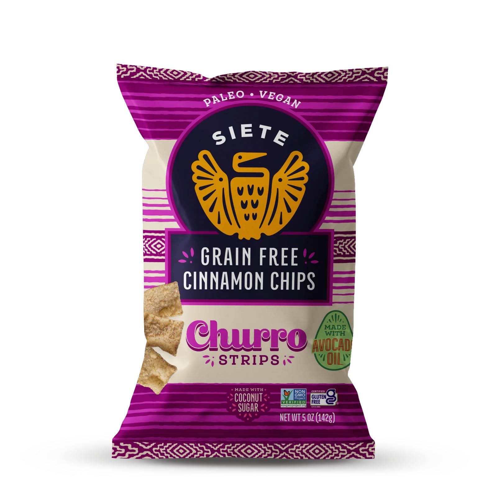 Siete Grain Free Churro Strips | Gluten Free Chips | Vegan Snacks | Non GMO | 5 Ounce (Pack of 3)