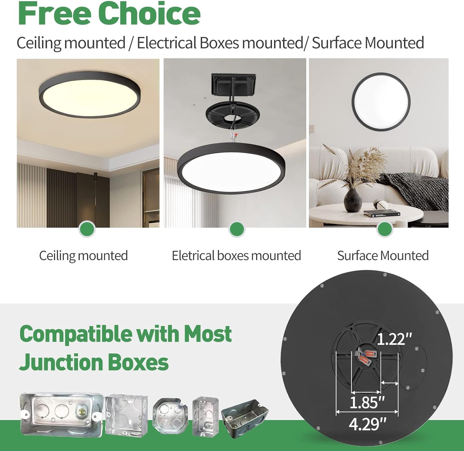 12PK 12 Inch LED Flush Mount Ceiling Lights, 24W, 2520LM, 3000K/4000K/6000K CCT Selectable, Round Flat Panel Low Profile Ceiling Lights Fitting for Hallway, Kitchen, Bedroom, Laundry Room, Black