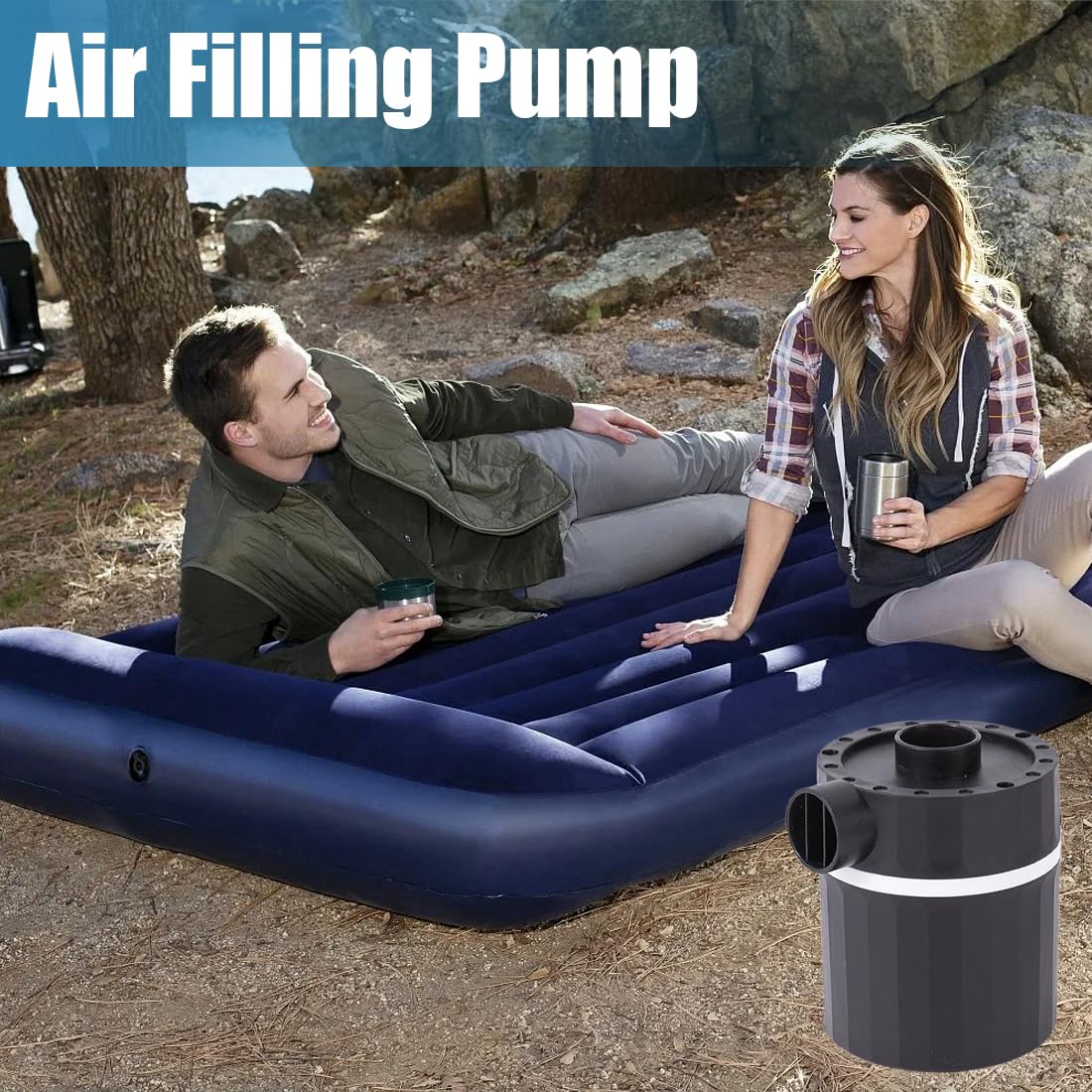 Pompa Elettrica, Pompa ad aria elettrica 2 in 1, pompa portatile a riempimento rapido per letto ad aria, Sgonfiaggio Per Campeggio all'aperto,Materassini ad Aria, Barche, Cuscini Gonfiabili, 35W