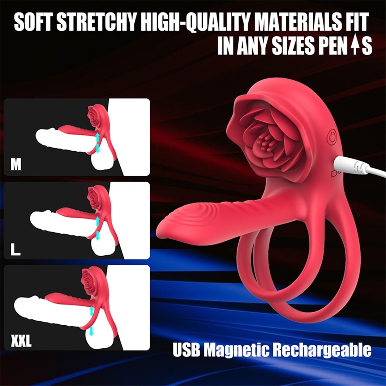 DAGIN Anillo vibratorio para pene con estimulador de clítoris Rosa, Anillo de pene de Placer, vibrador para Parejas, Juguetes sexuales para Adultos para Hombres y Mujeres