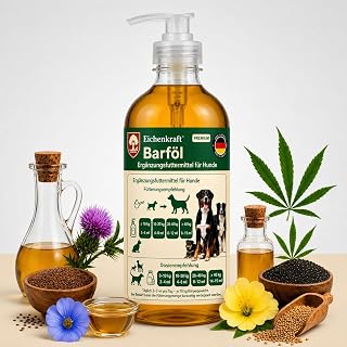 Lachsöl Hund | Barf Öl mit Omega 3-6-9, Leinöl & Schwarzkümmelöl | 500 ml | BARF Öl aus Lachs-, Lein-, Mariendistel- und Schwarzkümmelöl – mit Omega 3, 6 & 9 für Haut, Fell und Wohlbefinden.