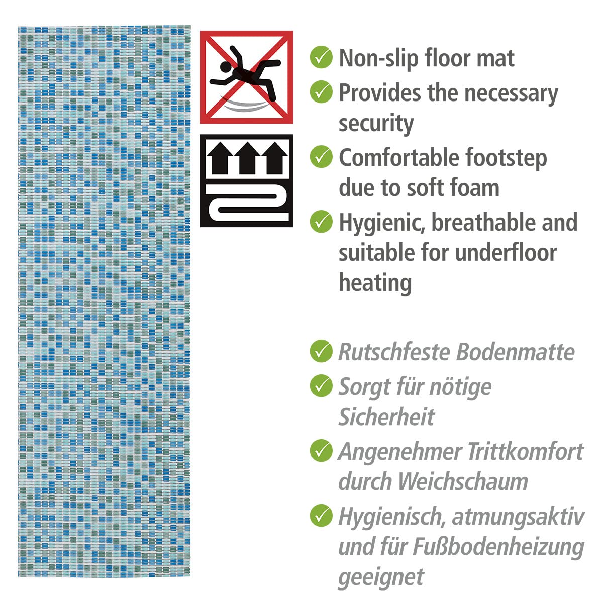 Tapis Galets Wenko - Antidérapant & Découpable Pour Salle De Bain, Cuisine Et Extérieur - 65x200 Cm