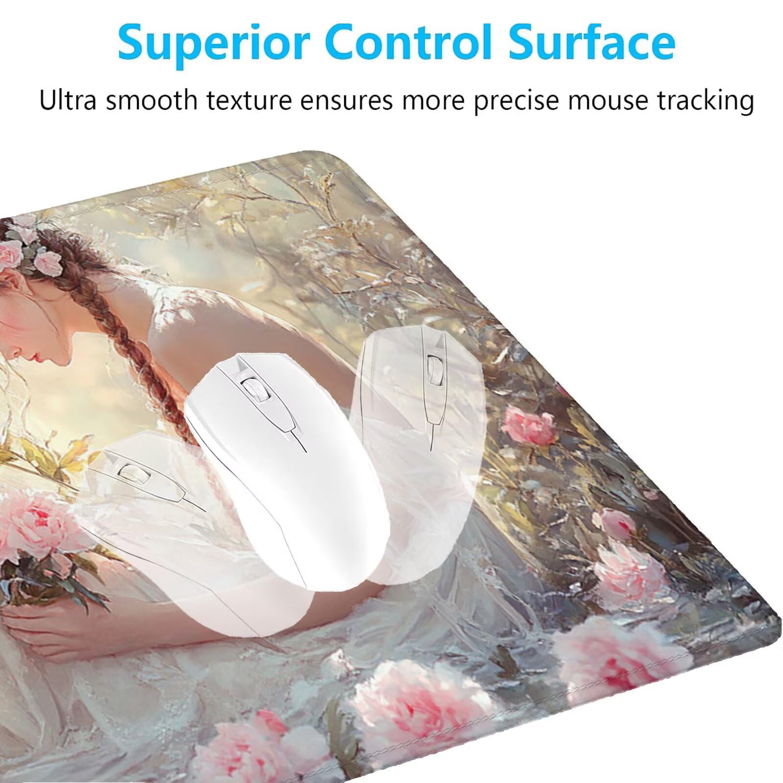 Tappetino Mouse Gaming XXL 1200x600x3mm,Tappetino Mouse Fiore Design con Bordi Cuciti,Ragazza Mouse Pad Gaming Accessori per Migliora Precisione e Velocità,Extended Keyboard Pad per Scrivania,o-1879