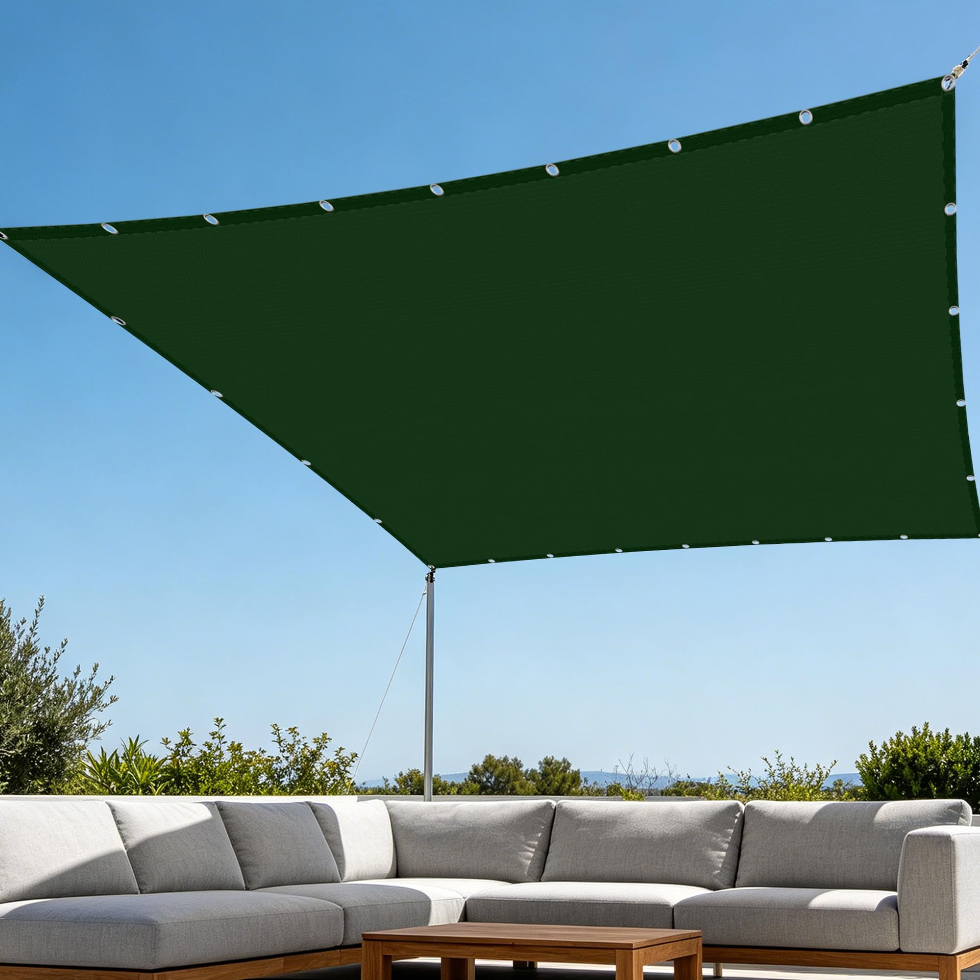 Voile d'ombrage contre le vent et la pluie rectangulaire 240 x 260 cm étanche pour extérieur