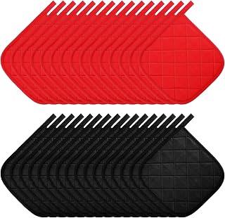 Uiifan 30 Pieces Cotton Pot Holders for Kitchen Washable Heat Resistant Potholders Oven Hot Pads for Cooking and Baking, 7.87 x 7.87 x 0.2 Inch(Black, Red)