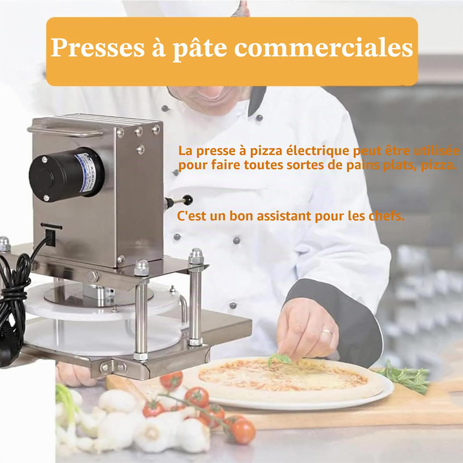 Laminoir à Pâte Électrique Rapide Pro 22/25/30cm INOX - Presse à Pizza Réglable - Formeuse pour Restaurant & Maison