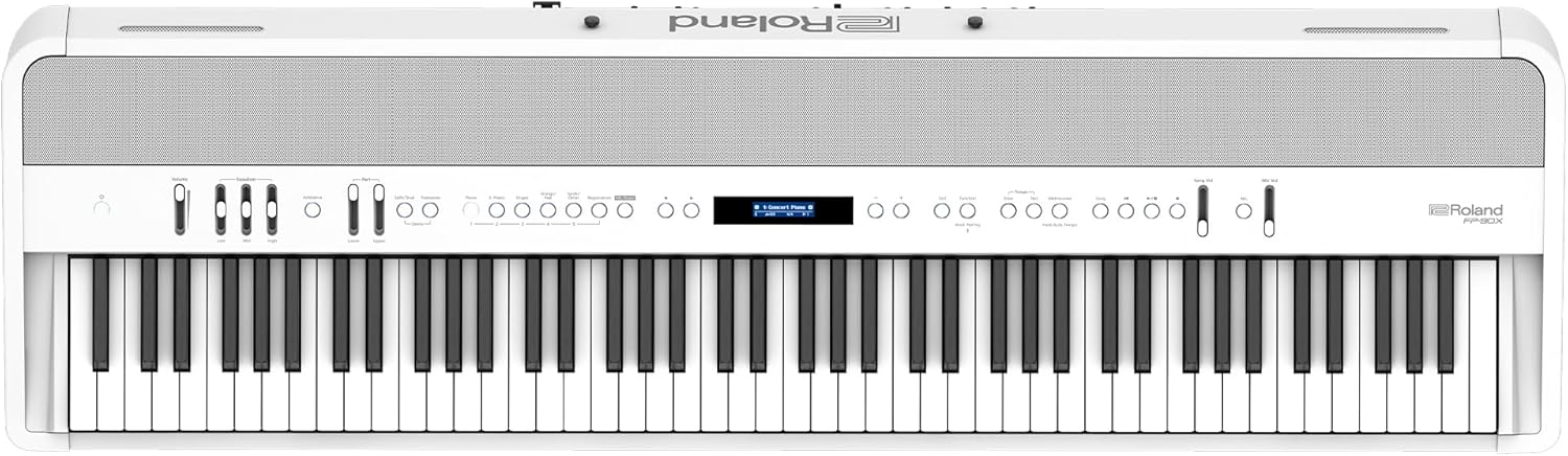 Roland FP-90X | Flagship Portable 88-Note Digital Piano | Immersive & Powerful 4 Speaker System | Distinctive Acoustic Tones & Deep Sound Shaping | Bluetooth & MIDI Connectivity | White