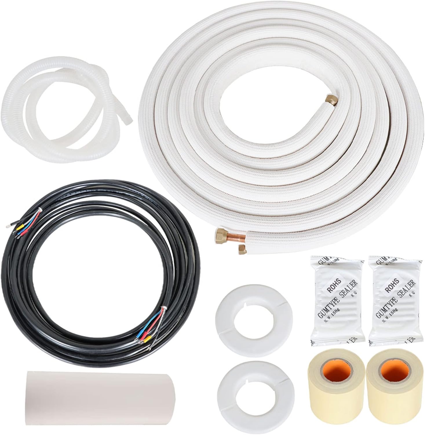 kimllier 25FT 1/4" and 3/8" Air Conditioning Copper Tubing Hose Extension Insulated Copper Hoses Fit for Mini Split Air Conditioner