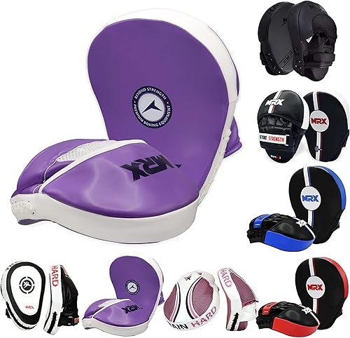 Miniatura 8 de MRX Gel Tech - Almohadillas de boxeo y jab para entrenamiento de entrenamiento de entrenamiento tailandés Kick Strike Shield curvo negroblanco
