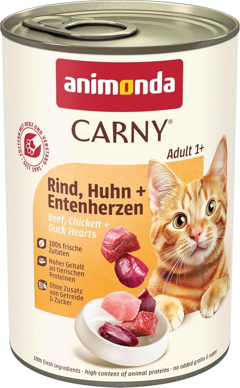 animonda Carny Adult Katzen Nassfutter Rind + Huhn + Entenherzen (6 x 400g)