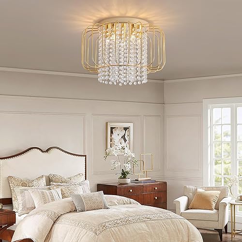 Miniatura 6 de K9 - Lámpara de araña de cristal moderna G9, 5 luces de techo, comedor, interior, dormitorio, pasillo (dorado, D16 XT)