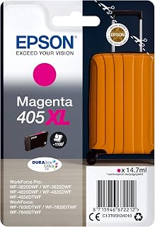 Epson 405XL Magenta Suitcase High Yield Genuine, DURABrite Ultra Ink