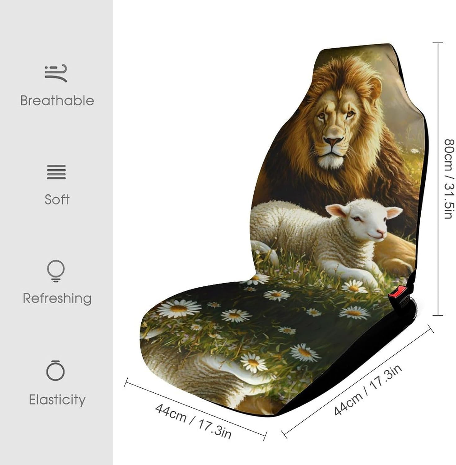 Liones and Sheep Car Seat Covers Universal Car Front Seats Protector Auto Interior Accessories 2PCS