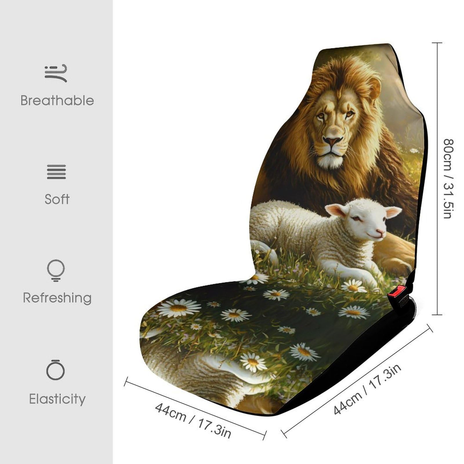 Liones and Sheep Car Seat Covers Universal Car Front Seats Protector Auto Interior Accessories 2PCS