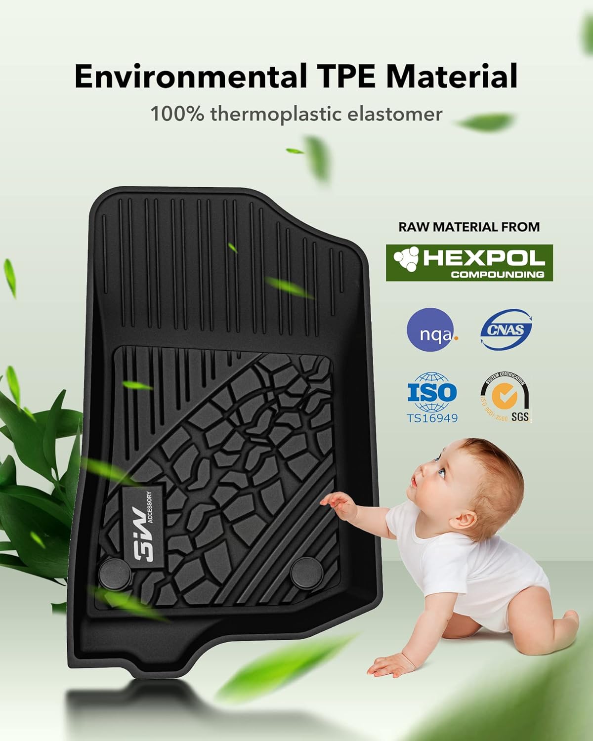 3W Floor Mats Compatible for Jeep Gladiator 2020-2024, TPE All Weather Custom Fit Floor Liner for Jeep Gladiator,1st & 2nd Row Full Set Car Liners with Grey Logo, Black - Image 6