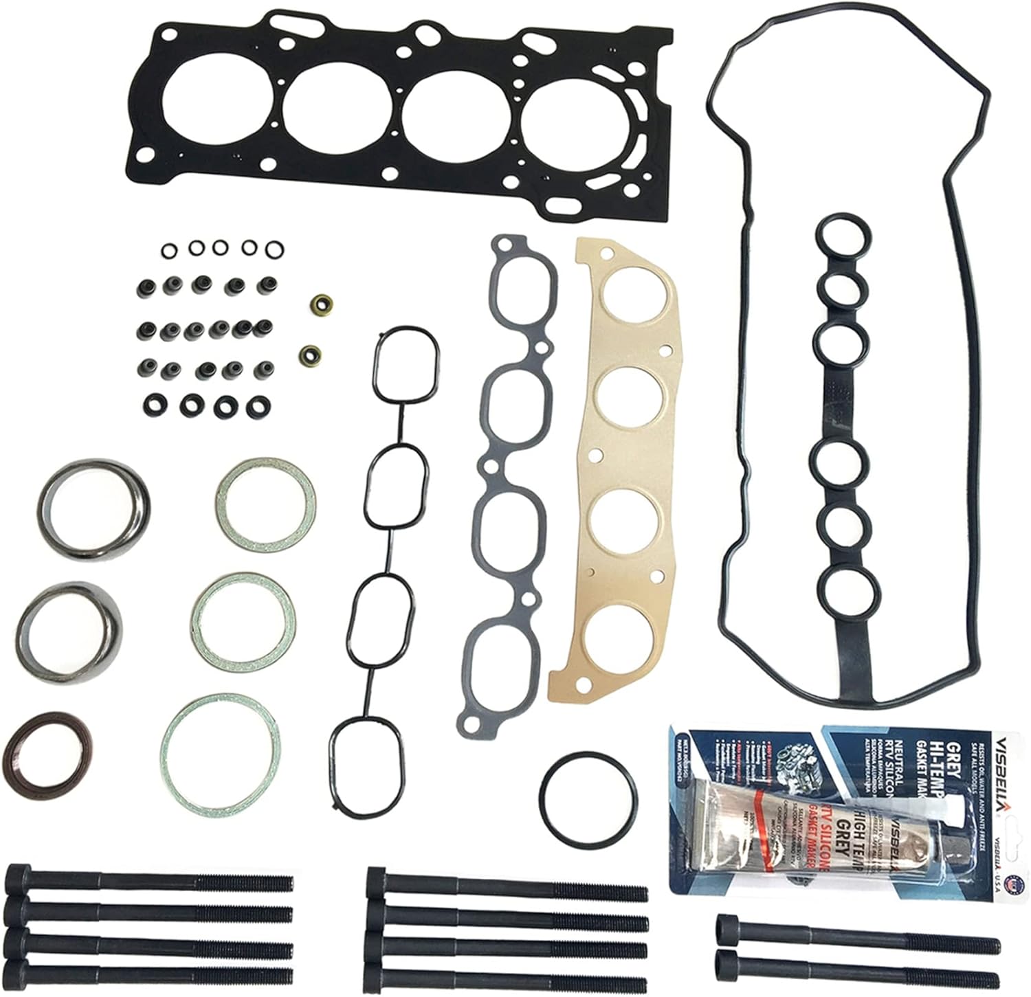 Partsflow Engine Cylinder Head Gasket Set W/ 10 Head Bolts for Chevy Prizm for Pontiac Vibe for Toyota Celica Gt,Corolla for Toyota Mr2 Spyder 1.8L 1794CC L4 DOHC, (16 Valve), ENG. Code 1ZZFE