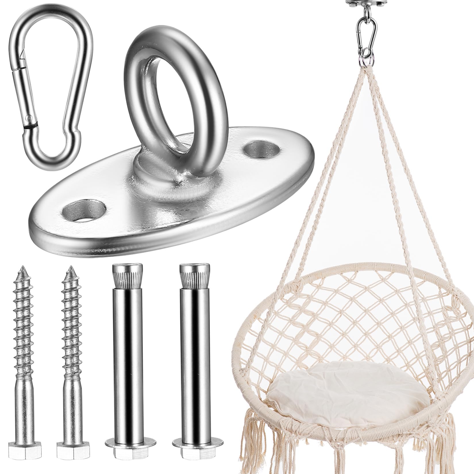 WWFFEN - Crochet De Plafond Pivotant 360° Pour Charges Lourdes (jusqu'à 680 Kg) - Acier Inoxydable