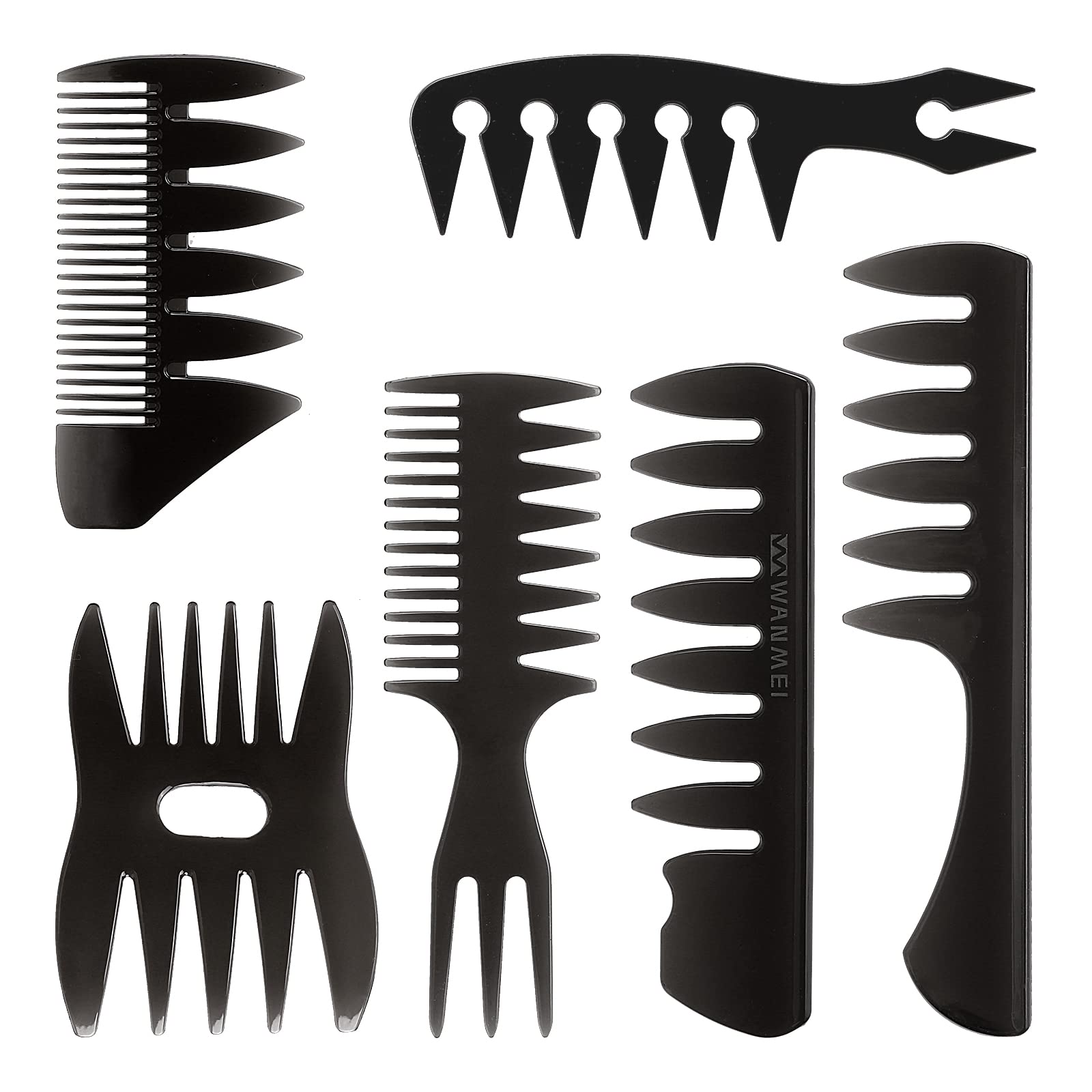 Tbestmax 6 Pcs Hair Comb Styling Set Tail Combs Afro Pick Pik Brushes African American Hair Brush Barber Black