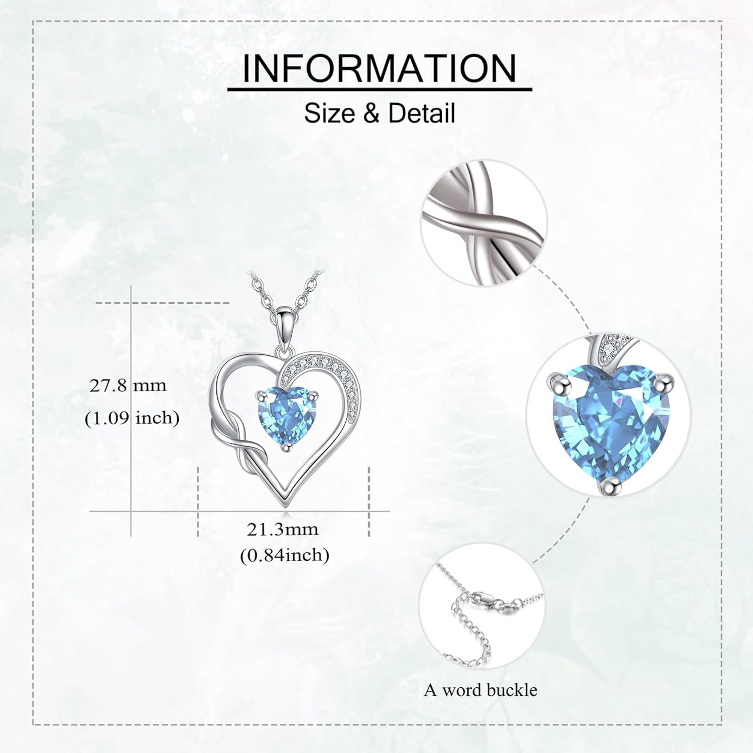 Birthstone Necklace for Women 925 Sterling Silver Infinity Heart Birthstone Pendant Necklace Infinity Heart Jewelry Birthday Holiday Gifts for Her - Image 4