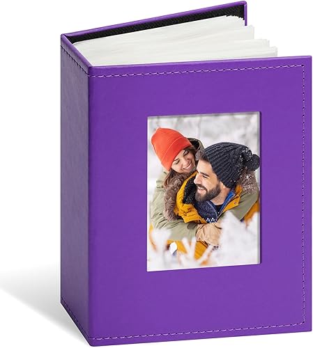 Vienrose Álbum de fotos de 4 x 6 pulgadas, 100 fotos, cubierta de piel, libro de fotos con ventana frontal, álbumes de fotos deslizables para bebé,