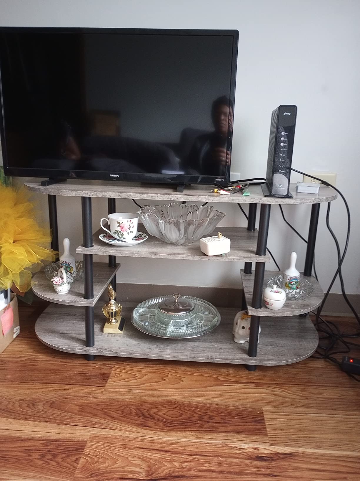 9/mo Finance Furinno JAYA Simple Design Corner TV Stand, French Oak