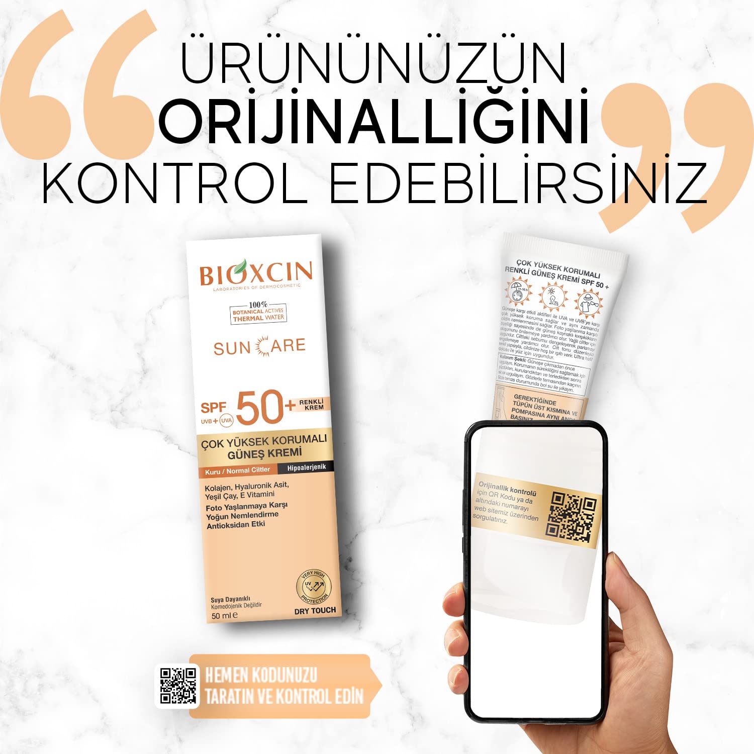 Bioxcin Sun Care Çok Yüksek Korumalı Kuru Ciltler Için Renkli Güneş Kremi Tinted Spf 50+ 50 ml (3 paketi)