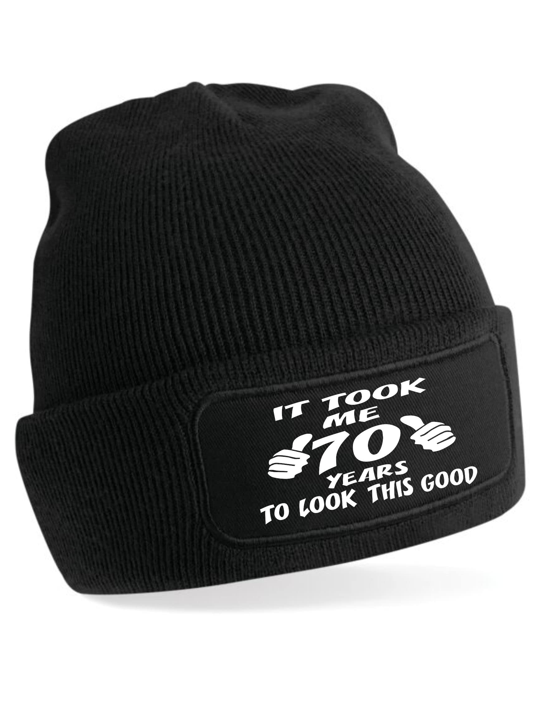 Print4u Women's Black 70 Years To Look This Good Beanie Hat 70Th Birthday Gift Men &