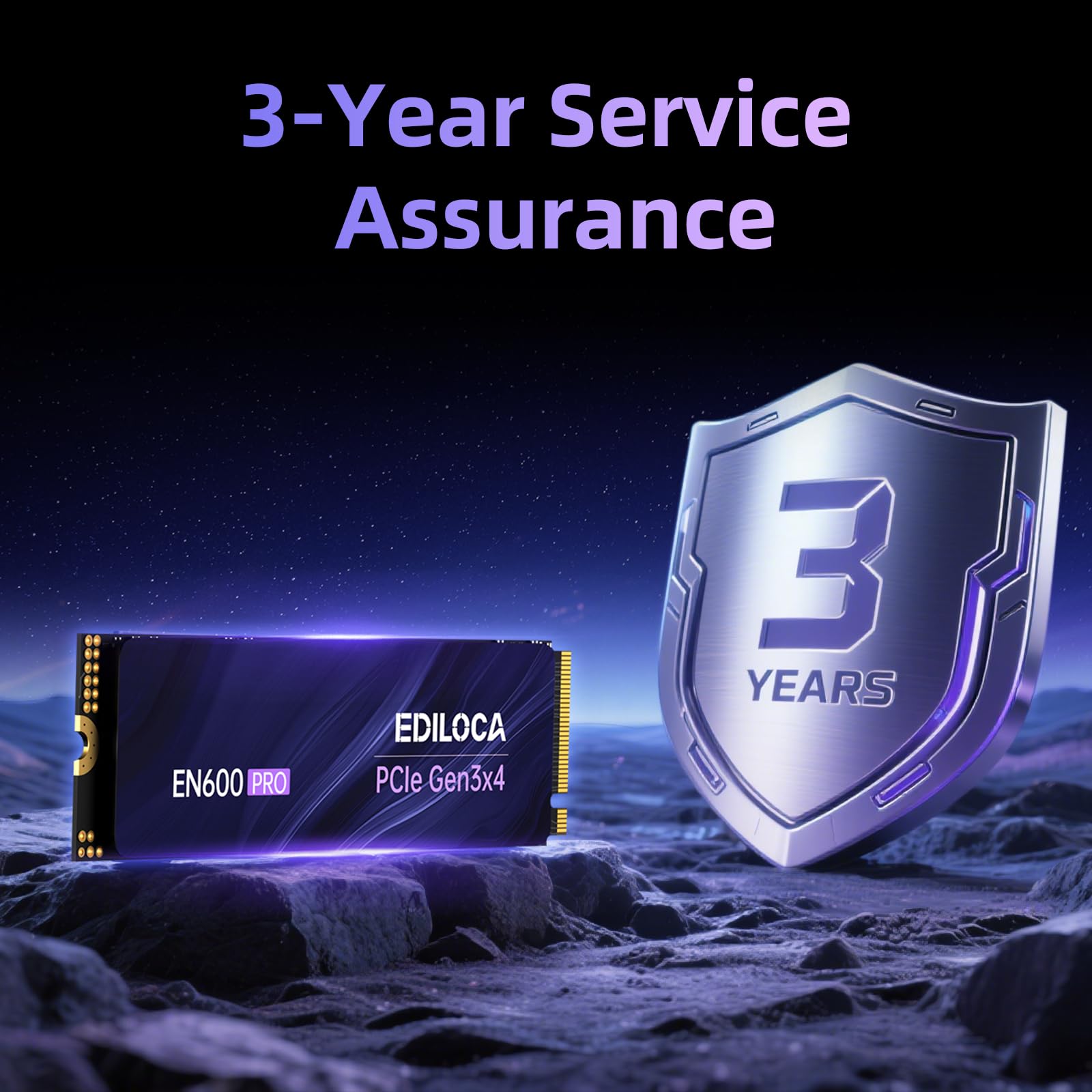 Ediloca EN600 Pro SSD PCle 3.0x4, NVMe M.2 2280, Cache SLC, 1400 Mo/s en Lecture, 600 Mo/s en écriture, 3D NAND TLC, Disque SSD Interne, Compatible avec Les Ordinateurs de Bureau et Portables -256 Go